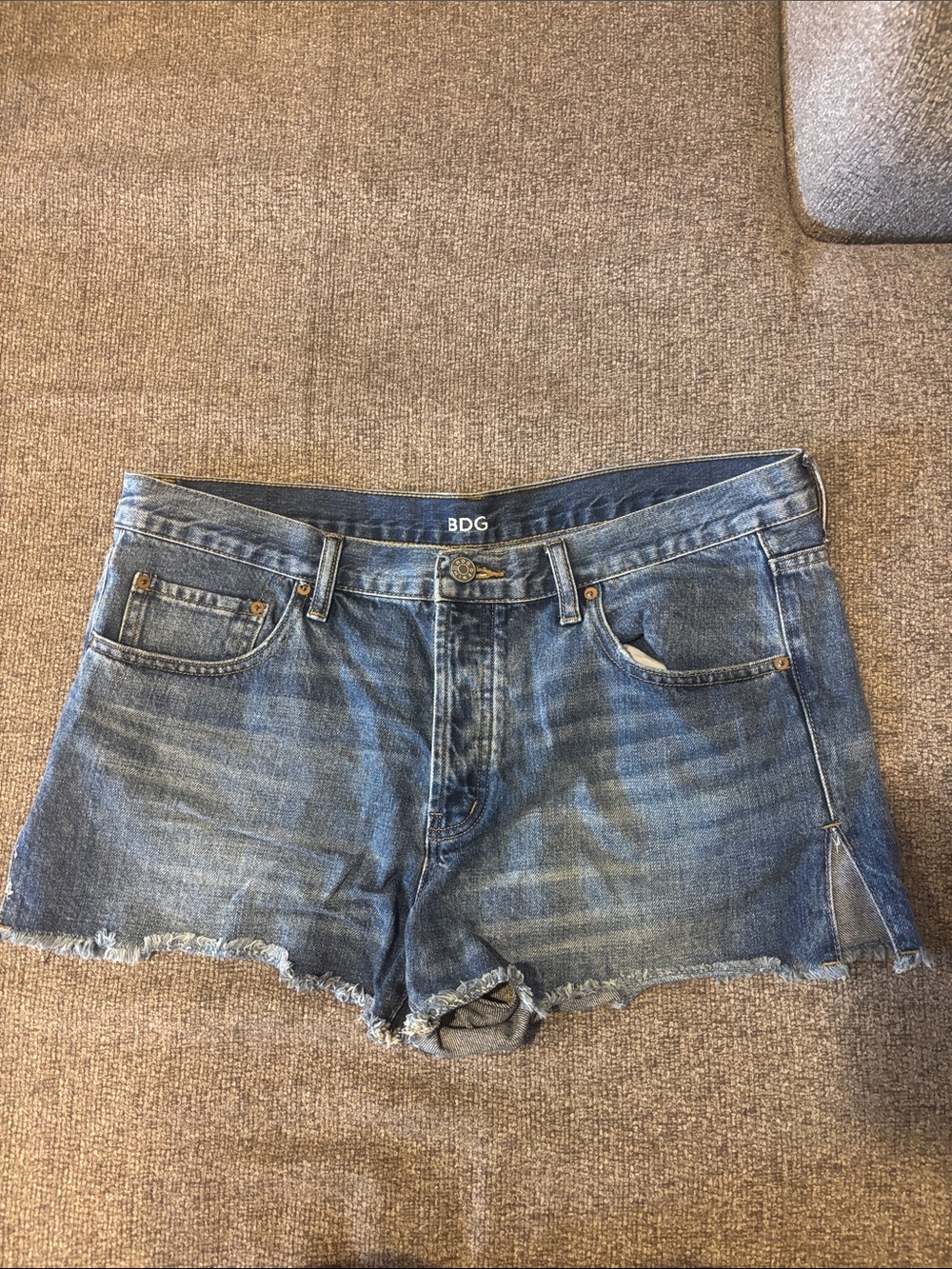 BDG Distressed Denim Cutoff Shorts in Blue Wash